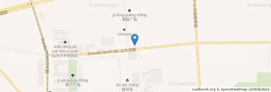 Mapa de ubicacion de 漱玉平民大药房 en 中国, 山东省, 济南市, 历城区, 山大路街道.