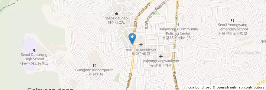 Mapa de ubicacion de 피자마루 en Coreia Do Sul, Seul, 은평구, 갈현1동.