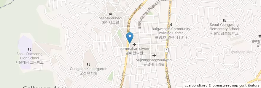 Mapa de ubicacion de 부어치킨 en كوريا الجنوبية, سول, 은평구, 갈현1동.