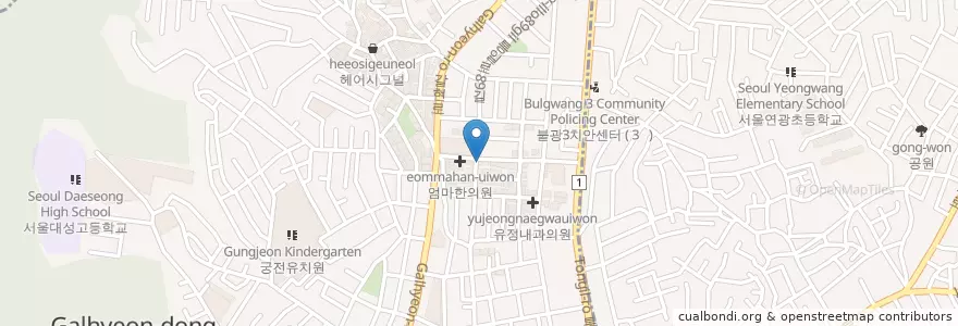 Mapa de ubicacion de 라이브7080 불놀이야 백란주점 젊은미소 en Coreia Do Sul, Seul, 은평구, 갈현1동.