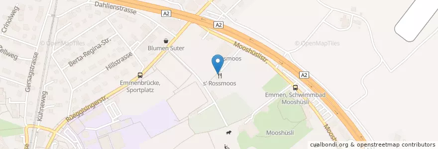 Mapa de ubicacion de s' Rossmoos en سوئیس, Luzern, Emmen.