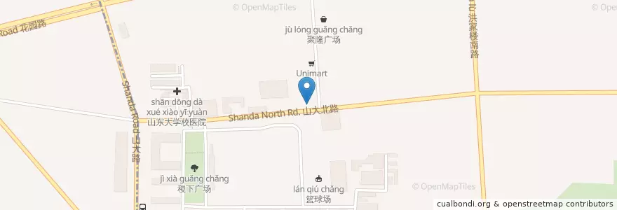 Mapa de ubicacion de 杨明宇黄焖鸡 en 中国, 山东省, 济南市, 历城区, 山大路街道.