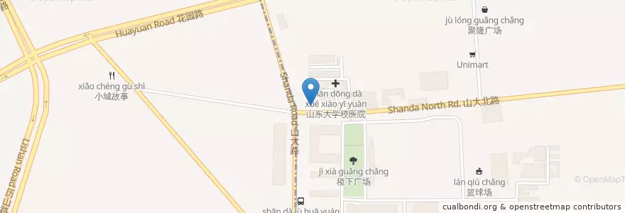 Mapa de ubicacion de 米小白酸辣粉 en 중국, 산둥성, 济南市, 历城区, 山大路街道.