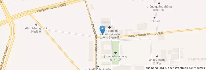 Mapa de ubicacion de 思诺披萨 en China, Shandong, 济南市, 历城区, 山大路街道.