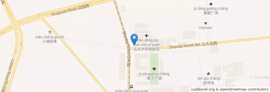 Mapa de ubicacion de 三点把子肉 en China, Shandong, 济南市, 历城区, 山大路街道.