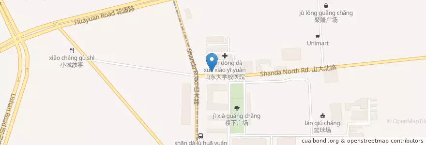 Mapa de ubicacion de 张亮麻辣烫 en China, Shandong, 济南市, 历城区, 山大路街道.