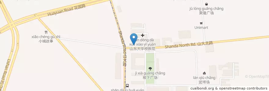 Mapa de ubicacion de 麻辣香锅 en چین, شاندونگ, 济南市, 历城区, 山大路街道.