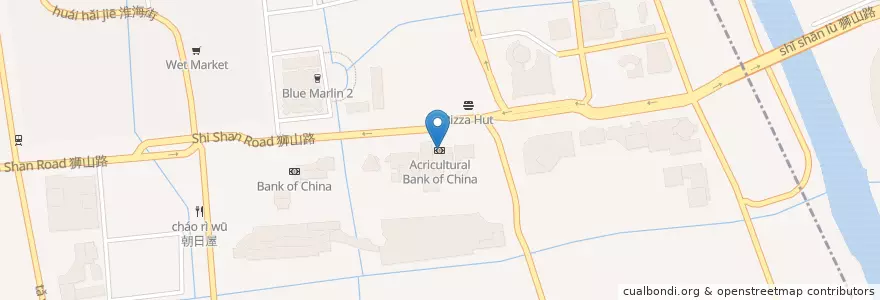 Mapa de ubicacion de Acricultural Bank of China en Cina, Suzhou, Jiangsu, Distretto Di Huqiu, 狮山街道, 苏州高新技术产业开发区.