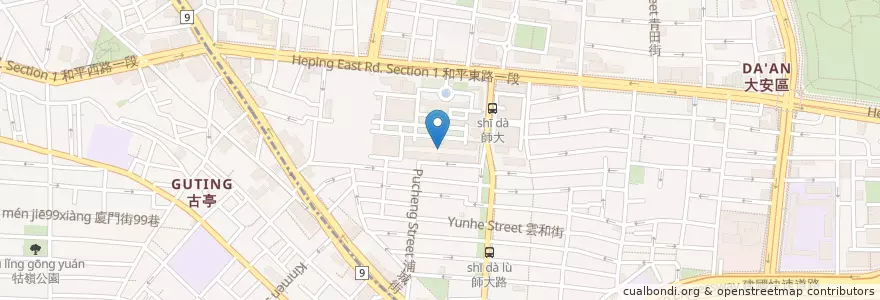 Mapa de ubicacion de 勤樸中庭販賣機 en Taiwan, Nuova Taipei, Taipei, 大安區.