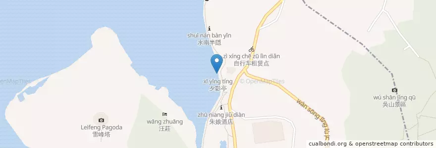 Mapa de ubicacion de 夕影亭 en 中国, 浙江省, 杭州市, 西湖区.