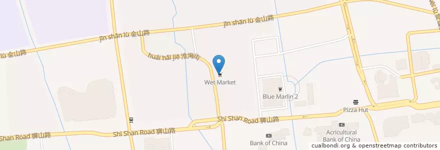 Mapa de ubicacion de Wet Market en China, Suzhou, Jiangsu, Huqiu, 狮山街道, 苏州高新技术产业开发区.