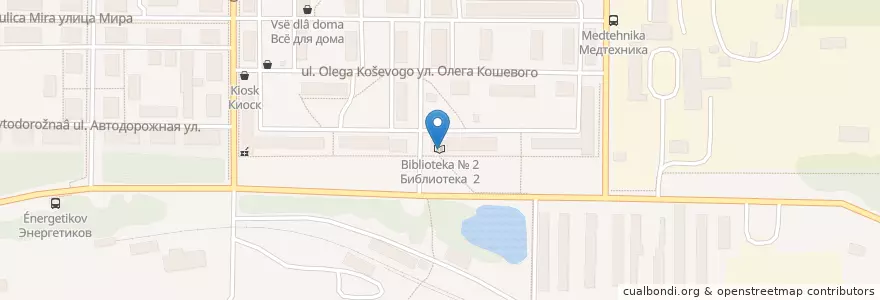Mapa de ubicacion de Библиотека № 2 en روسيا, منطقة فيدرالية أورالية, أوبلاست سفردلوفسك, Северный Управленческий Округ, Серовский Городской Округ.