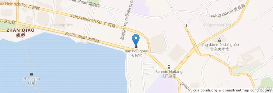 Mapa de ubicacion de 天后宮 en China, Shandong, 青岛市, 市南区.