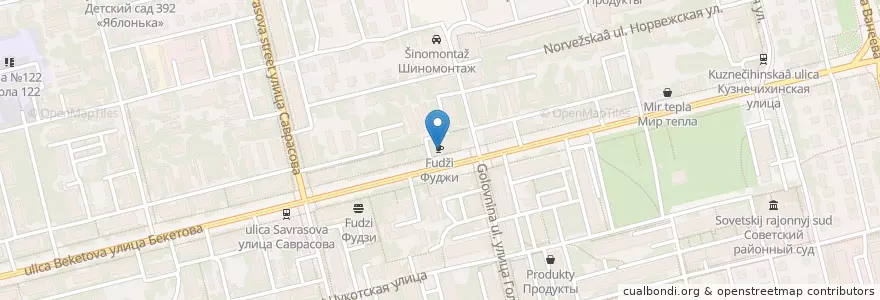 Mapa de ubicacion de Фудзи en Russia, Circondario Federale Del Volga, Нижегородская Область, Городской Округ Нижний Новгород.