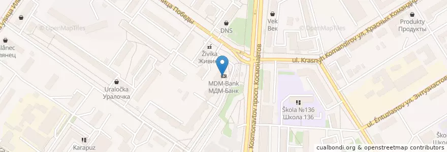 Mapa de ubicacion de МДМ-Банк en Россия, Уральский Федеральный Округ, Свердловская Область, Городской Округ Екатеринбург.