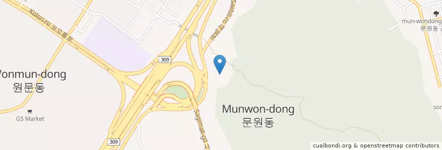 Mapa de ubicacion de 청마루 (Cheongmaru) en کره جنوبی, گیونگی-دو, 과천시.