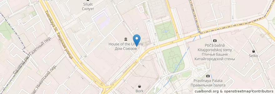Mapa de ubicacion de Caffe' del Parco en Rusland, Centraal Federaal District, Moskou, Центральный Административный Округ, Тверской Район.