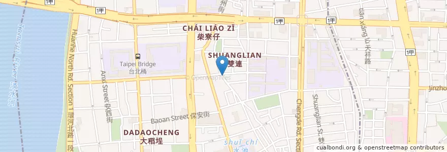 Mapa de ubicacion de 涼州街無名涼麵 en تایوان, 新北市, تایپه, 大同區.