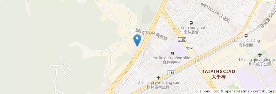 Mapa de ubicacion de 紫金閣素菜餐廳 en Тайвань, Новый Тайбэй, 樹林區.