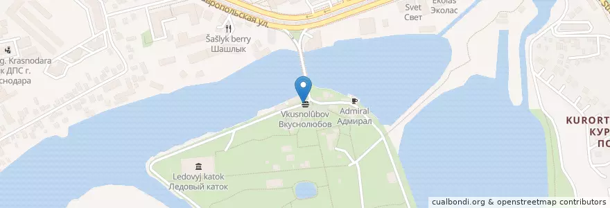 Mapa de ubicacion de Вкуснолюбов en Rusia, Южный Федеральный Округ, Krai De Krasnodar, Городской Округ Краснодар.
