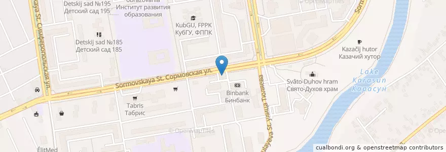 Mapa de ubicacion de Буланжер, Кафе-пекарня en Rússia, Distrito Federal Do Sul, Krai De Krasnodar, Городской Округ Краснодар.