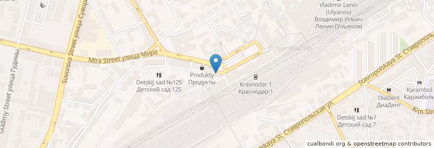 Mapa de ubicacion de Копик en Rusya Federasyonu, Южный Федеральный Округ, Krasnodar Krayı, Городской Округ Краснодар.