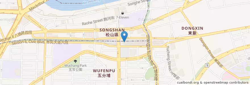 Mapa de ubicacion de 十利茶舖台北松山車站旗艦店 en Тайвань, Новый Тайбэй, Тайбэй, 松山區.