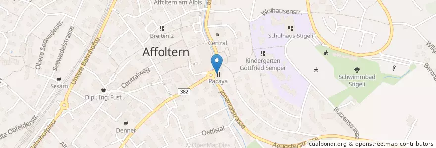 Mapa de ubicacion de Papaya en 瑞士, 蘇黎世, Bezirk Affoltern, Affoltern Am Albis.