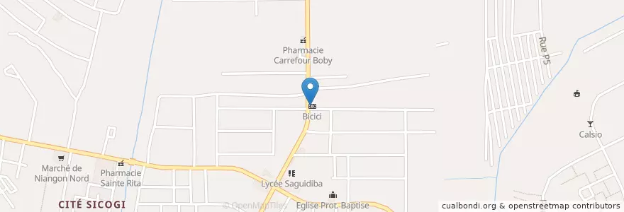 Mapa de ubicacion de Bicici en 科特迪瓦, 阿比让, Yopougon.