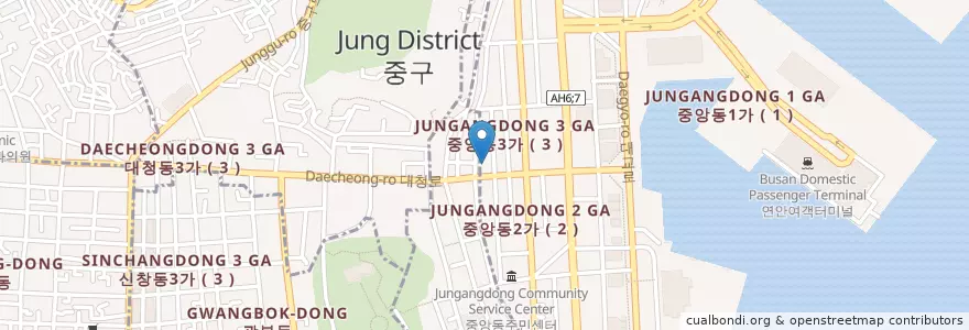 Mapa de ubicacion de SC제일은행 en Corea Del Sur, Busan, 중구, 동광동.