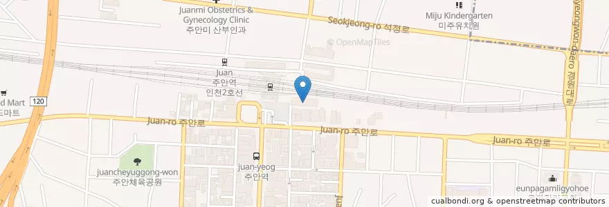Mapa de ubicacion de 주안역 (Juan Station) en Corée Du Sud, Inchon, 미추홀구.