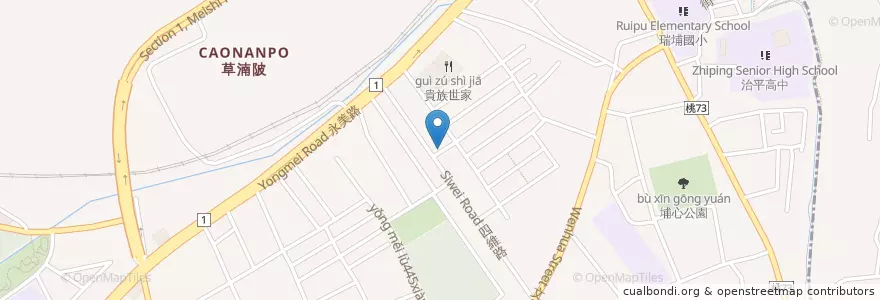 Mapa de ubicacion de 墨爾漢堡 en Taiwan, Taoyuan, Distretto Di Yangmei.