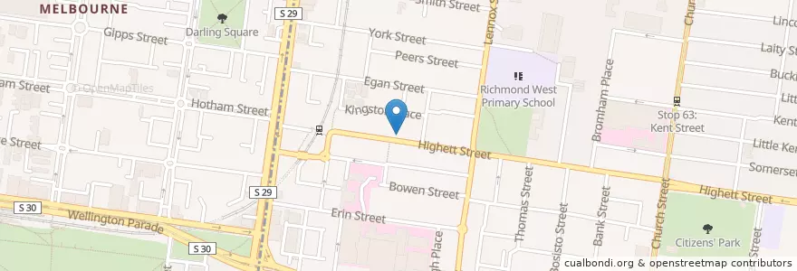 Mapa de ubicacion de Kingston Hotel en Australie, Victoria, City Of Yarra.
