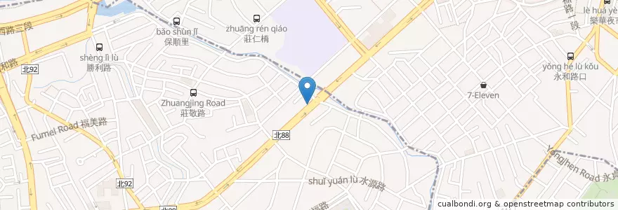 Mapa de ubicacion de 永和豆漿 en 타이완, 신베이 시, 중허 구, 융허 구.