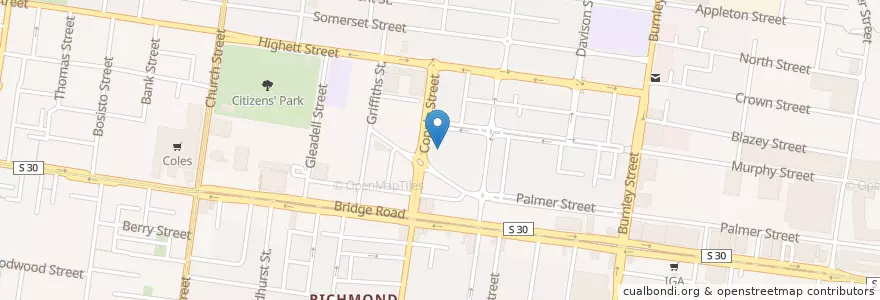Mapa de ubicacion de Vietnamese Church of Christ, Richmond en Australia, Victoria, City Of Yarra.