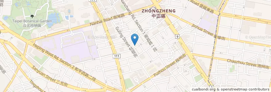 Mapa de ubicacion de 元佃食堂 en تايوان, تايبيه الجديدة, تايبيه, 中正區.