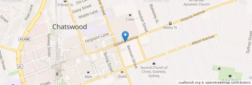 Mapa de ubicacion de NAB en أستراليا, نيوساوث ويلز, Willoughby City Council, Sydney.