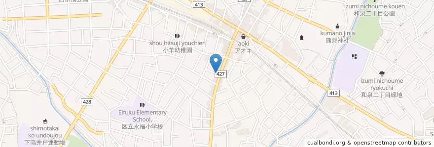 Mapa de ubicacion de 杉並永福郵便局 en اليابان, 東京都, 杉並区.