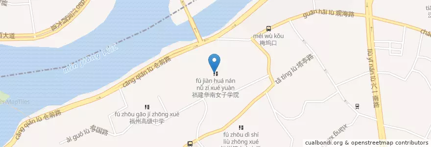 Mapa de ubicacion de 福建华南女子学院 en 중국, 푸젠성, 福州市, 타이장구, 창산구.