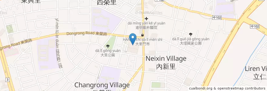 Mapa de ubicacion de 內新黃昏市場 en 타이완, 타이중 시, 다리구.