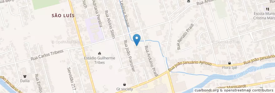 Mapa de ubicacion de Comunidade São Luis Gonzaga en ブラジル, 南部地域, サンタ カタリーナ, Região Geográfica Intermediária De Joinville, Microrregião De Joinville, Jaraguá Do Sul.