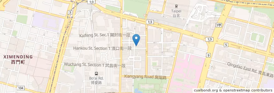 Mapa de ubicacion de Tutto Fresco en Taïwan, Nouveau Taipei, Taipei, 中正區.