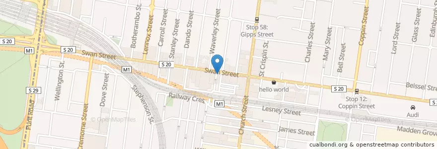 Mapa de ubicacion de Priceline en Avustralya, Victoria, City Of Yarra.