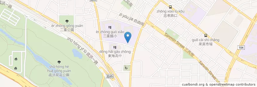 Mapa de ubicacion de 二重國中地下停車場 en تايوان, تايبيه الجديدة.