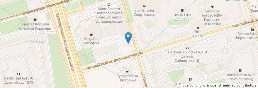 Mapa de ubicacion de Чайхона en Rússia, Distrito Federal Central, Москва, Южный Административный Округ, Район Орехово-Борисово Южное.