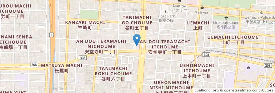 Mapa de ubicacion de 三井住友銀行 上町支店 en 日本, 大阪府, 大阪市, 中央区.