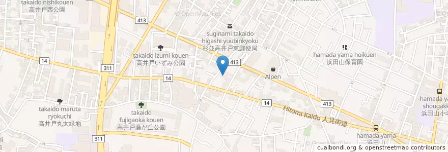 Mapa de ubicacion de 松林寺 en Japonya, 東京都, 杉並区.