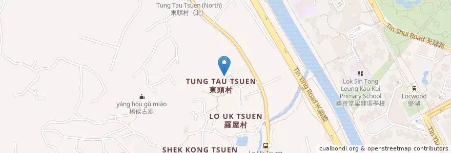 Mapa de ubicacion de 楊侯古廟 en China, Hongkong, Guangdong, New Territories, 元朗區 Yuen Long District.