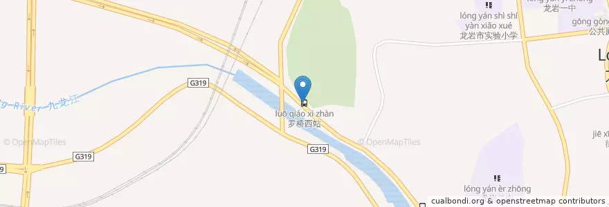Mapa de ubicacion de 罗桥西站 en 중국, 푸젠성, 룽옌시, 신뤄구.