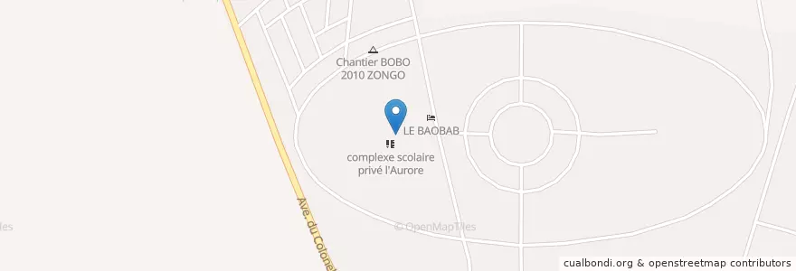 Mapa de ubicacion de Complexe scolaire privé l'Aurore en بورکینافاسو, Hauts-Bassins, Houet.
